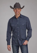 Roper 2284 White Squares (Navy) - Men's Western Shirt