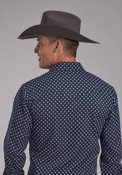 Roper 2284 White Squares (Navy) - Men's Western Shirt