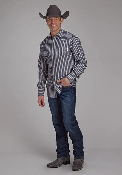 Roper 2113 Stripe (Black) - Men's Western Shirt