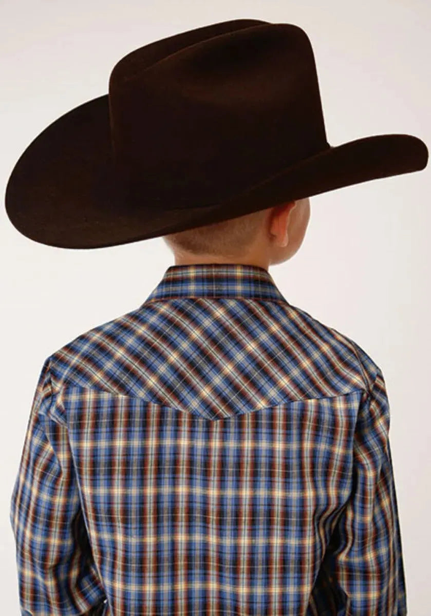 Roper Azure Skyline (Blue) - Boy's Western Shirt