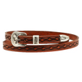 M and F Western Products Inc. Twister Diamond Tooled Buckle Set - Leather Hat Band