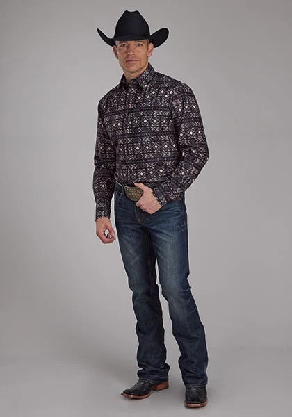 Roper 2171 Pop Color Aztec Print (Grey) - Men's Western Shirt