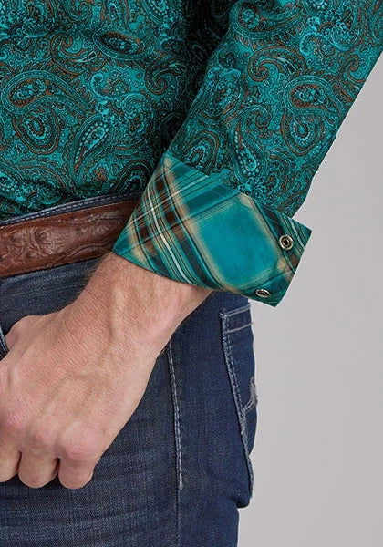 Roper 2238 Mallard Paisley (Teal) - Men's Western Shirt