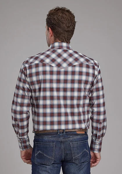Roper 2164 Stretch Plaid (Brown) - Men's Western Shirt