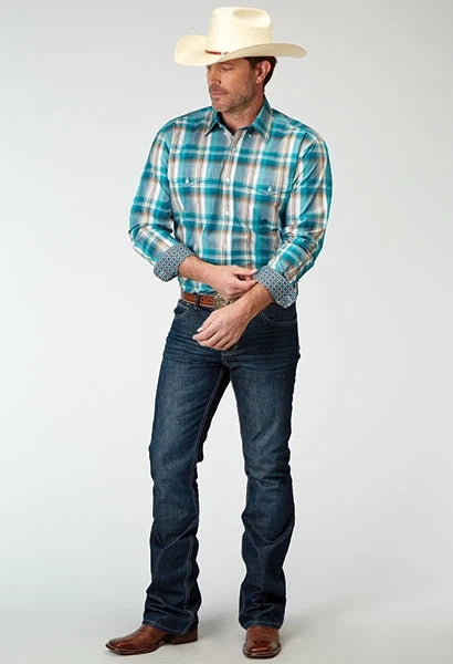 Roper 1939 Waters Edge Plaid (Blue) - Men's Western Shirt