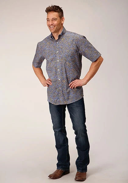 Roper 1556 Valley Paisley (Brown) - Men's Short Sleeve Shirt