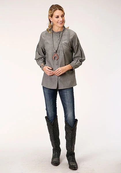 Roper 1282 Cotton Melange (Grey) - Women's Western Blouse