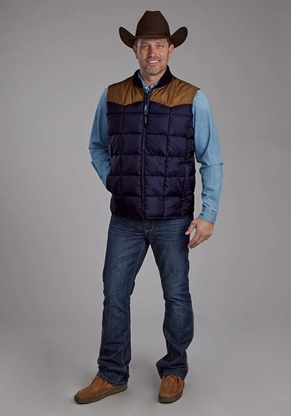 Roper 1473 Poly Filled (Brown/Navy) - Men's Vest