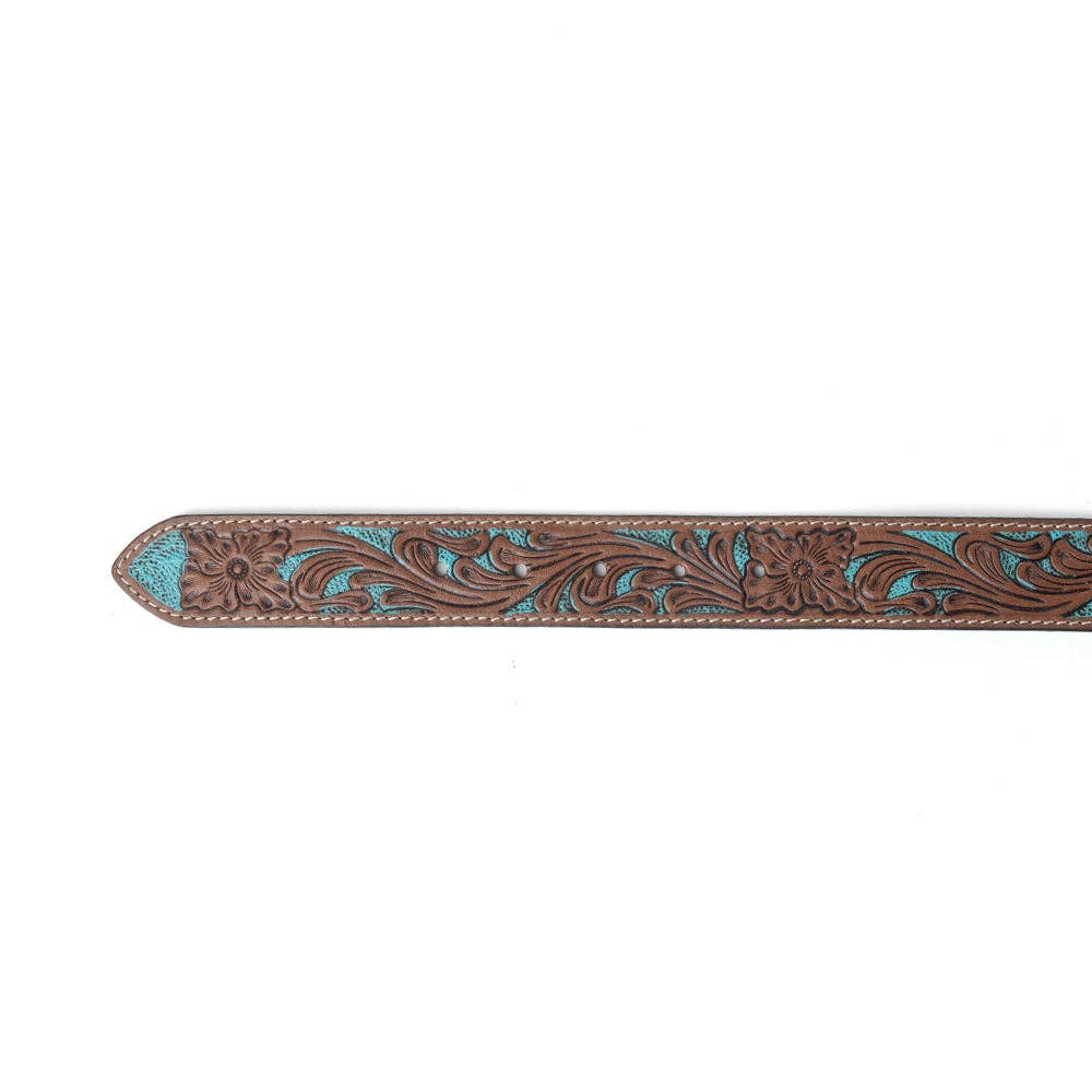 Bronco Sky Tooled Leather Western Belt | Branding Iron Western Wear