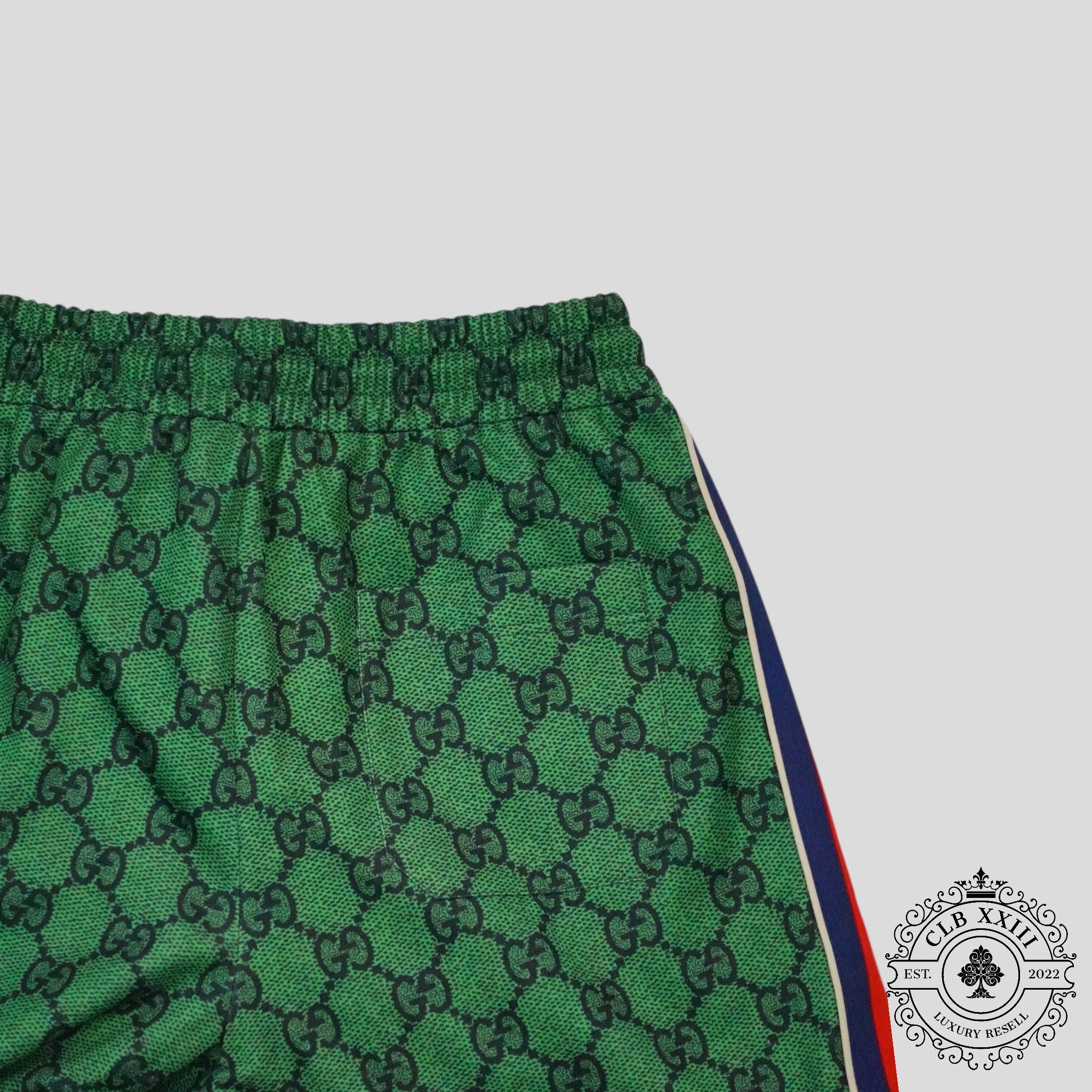 Gucci GG Jacquard Track Pants in Green/Navy Blue