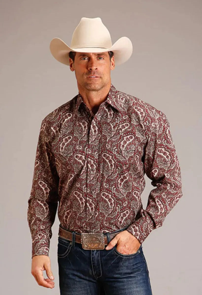 Stetson Siren Paisley (Wine) - Men's Western Shirt
