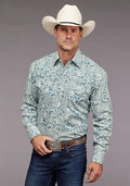 Stetson 2034 Tonal Paisley (Blue) - Men's Western Shirt