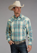 Stetson 1927 Smoke Plaid (Turquoise) - Men's Western Shirt