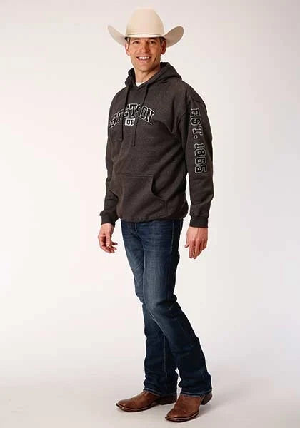 Stetson Heather Logo "EST. 1865" (Grey) - Men's Hoodie Sweatshirt