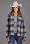 Stetson Plaid with Drop Shoulders (Blue) - Women's Shirt Jacket