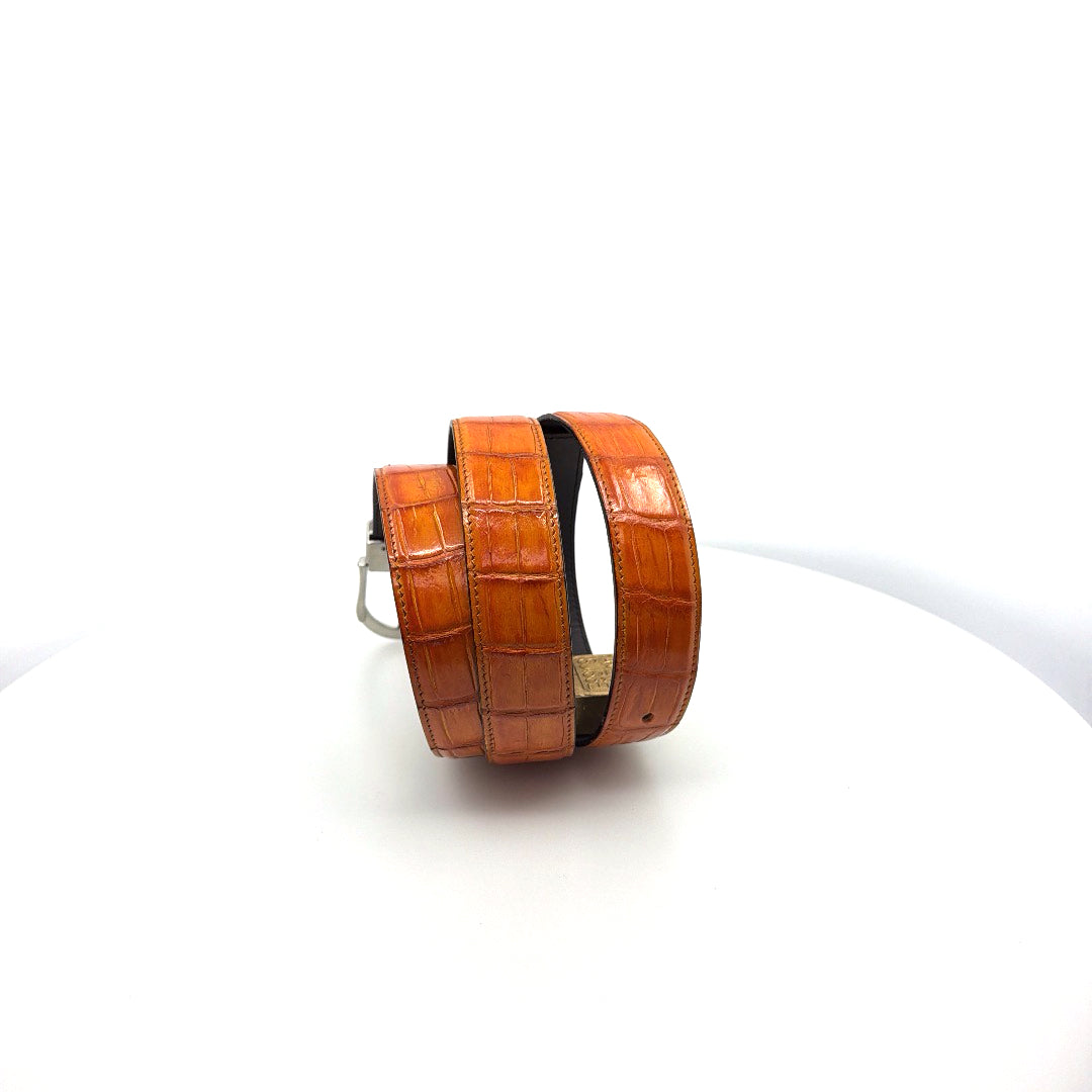 Maurice Custom Alligator Belt - Tangerine