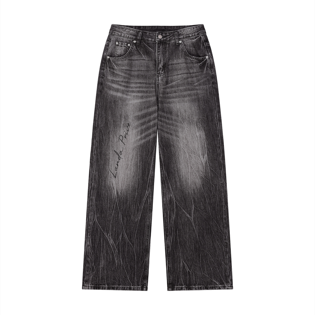 Landa Prive Men’s Vintage Wash Wide Leg Jeans