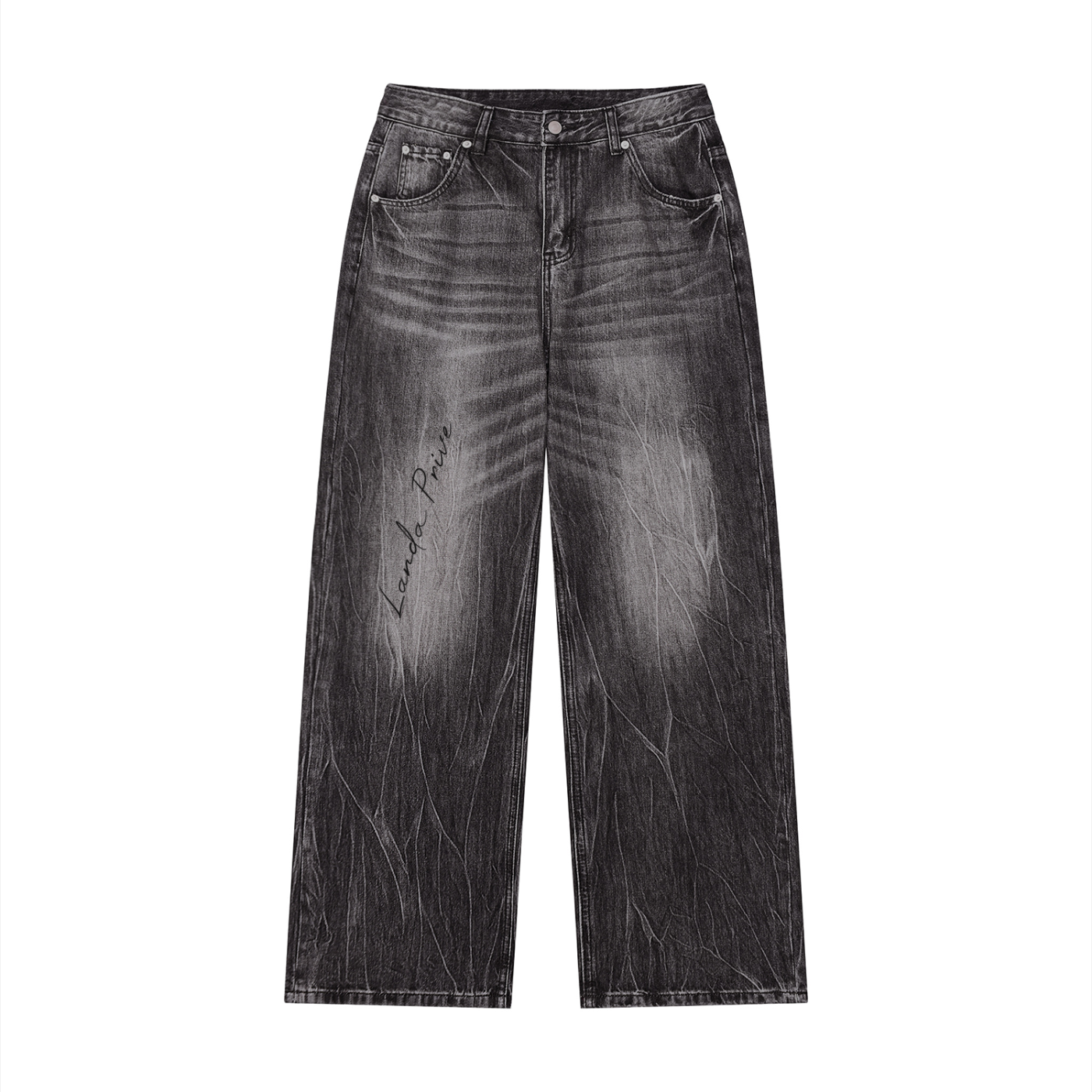 Landa Prive Men’s Vintage Wash Wide Leg Jeans