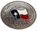 Nocona Lone Star Texas Flag Oval - Belt Buckle