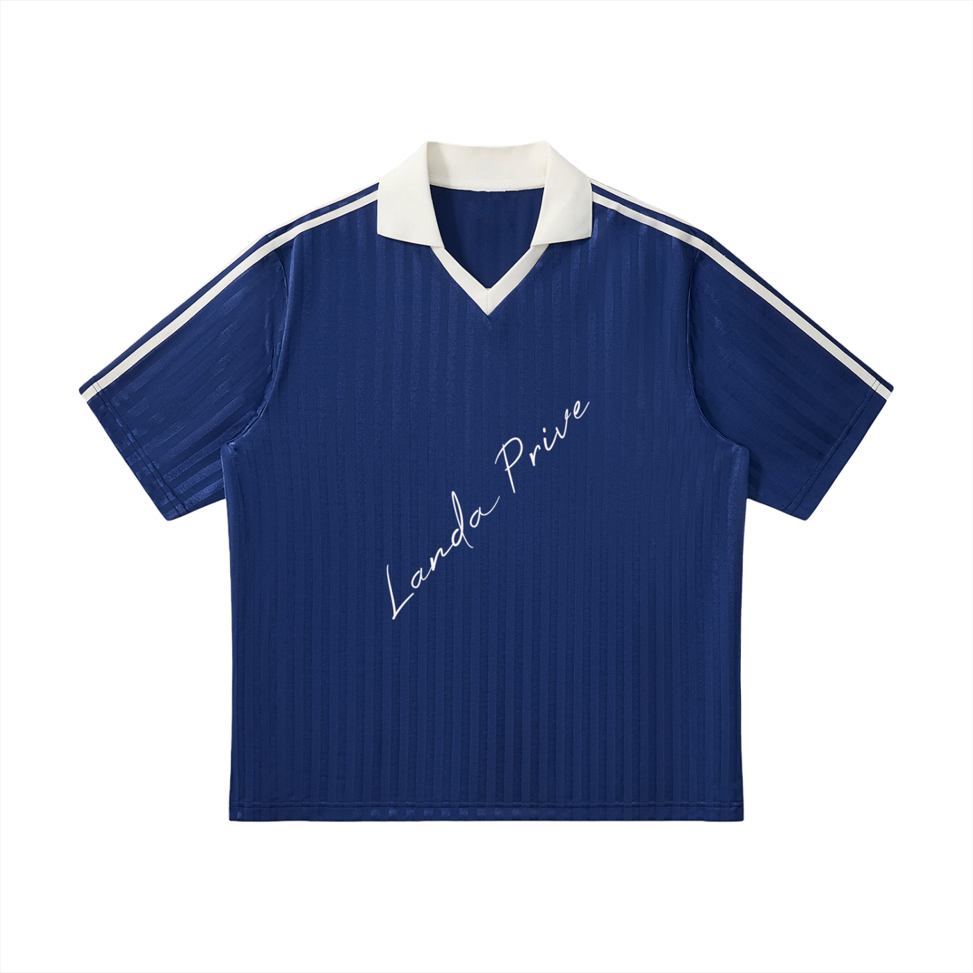 Landa Prive Contrast Collar Striped Soccer Jersey