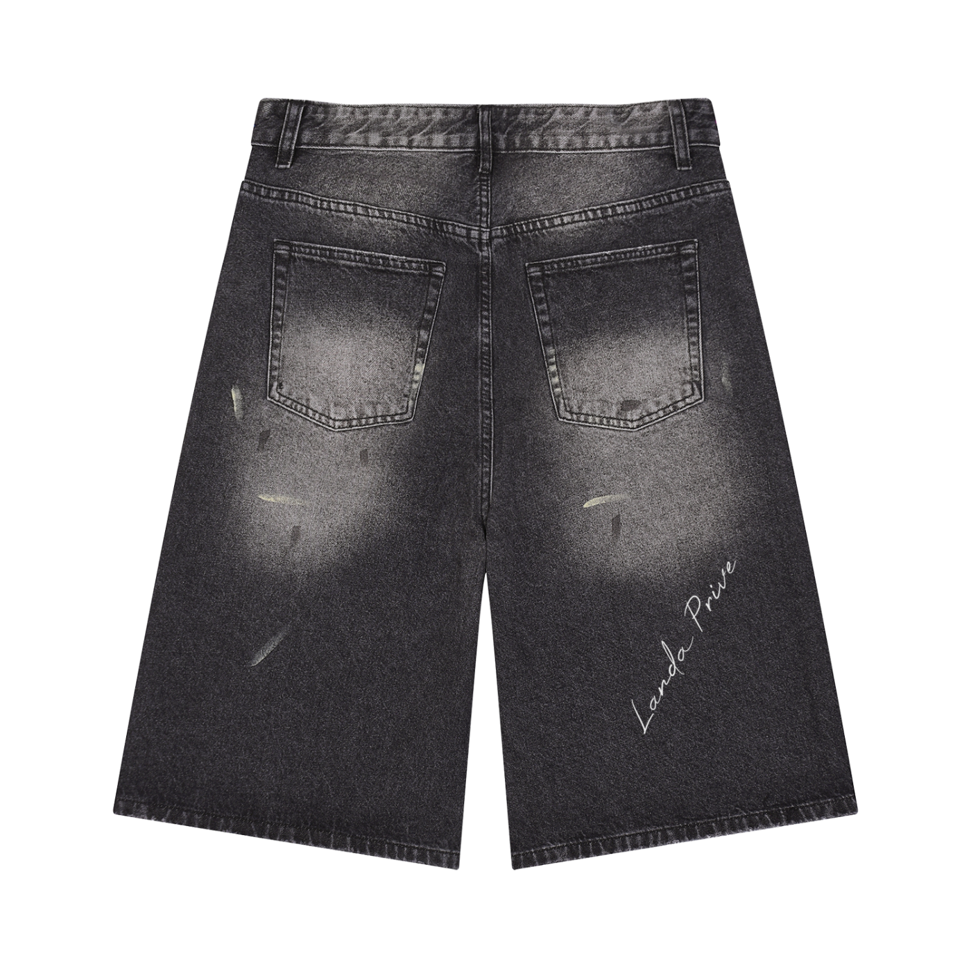 Landa Prive Men’s Vintage Wash Wide Leg Denim Shorts