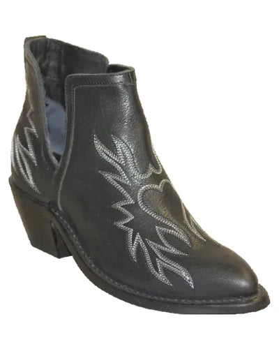 Abilene Blackfield Women's Black Leather Western Ankle Booties