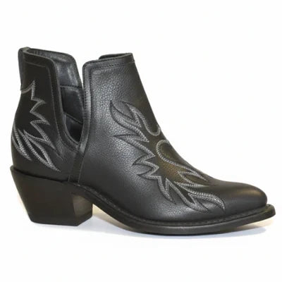 Abilene Blackfield Women's Black Leather Western Ankle Booties