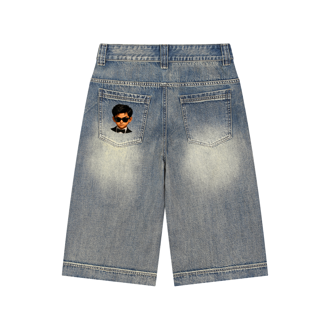 Landa Prive Vintage Wash Baggy Denim Shorts