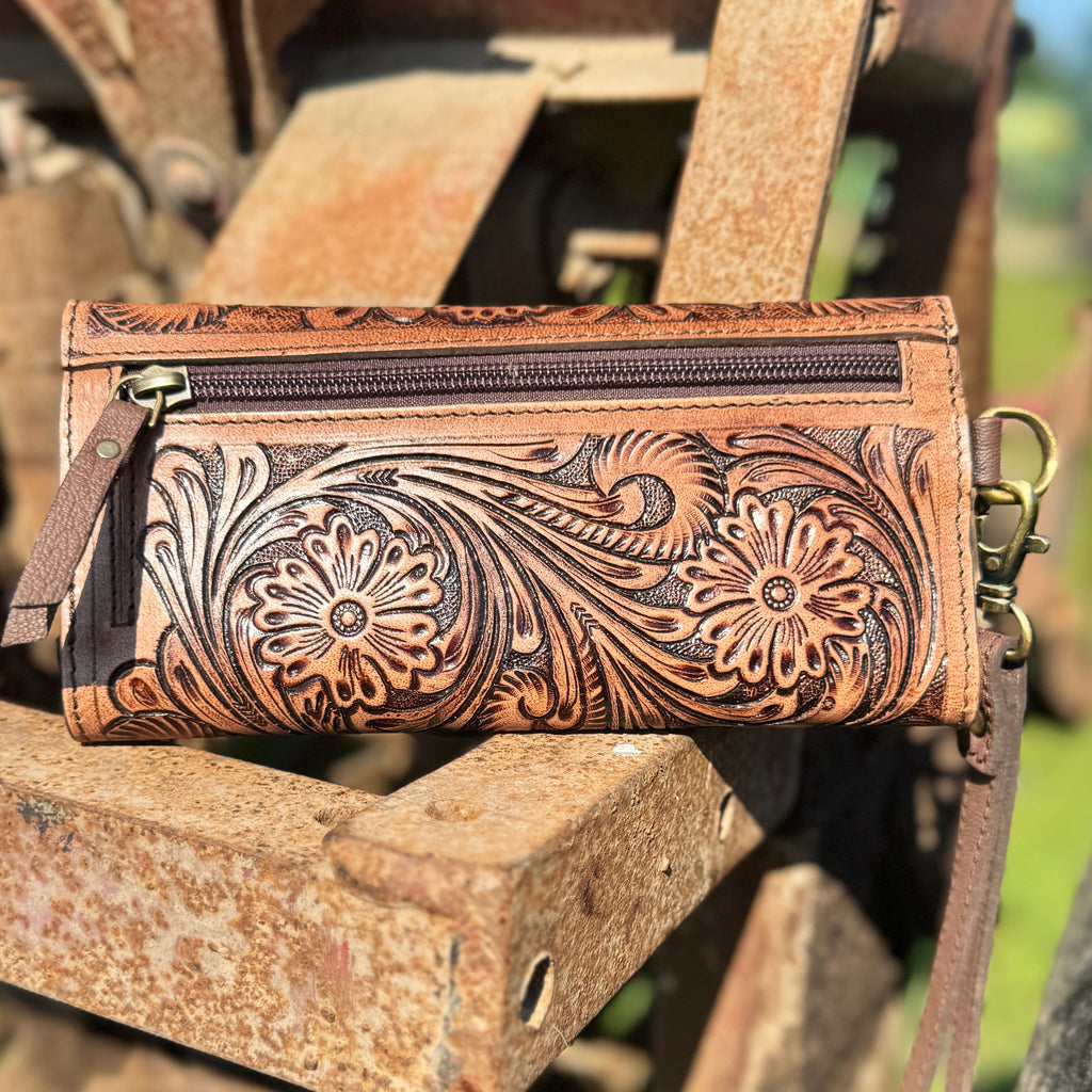 Chestnut Brown Speedy Western Genuine Leather Barrel Bag Purse by Double B