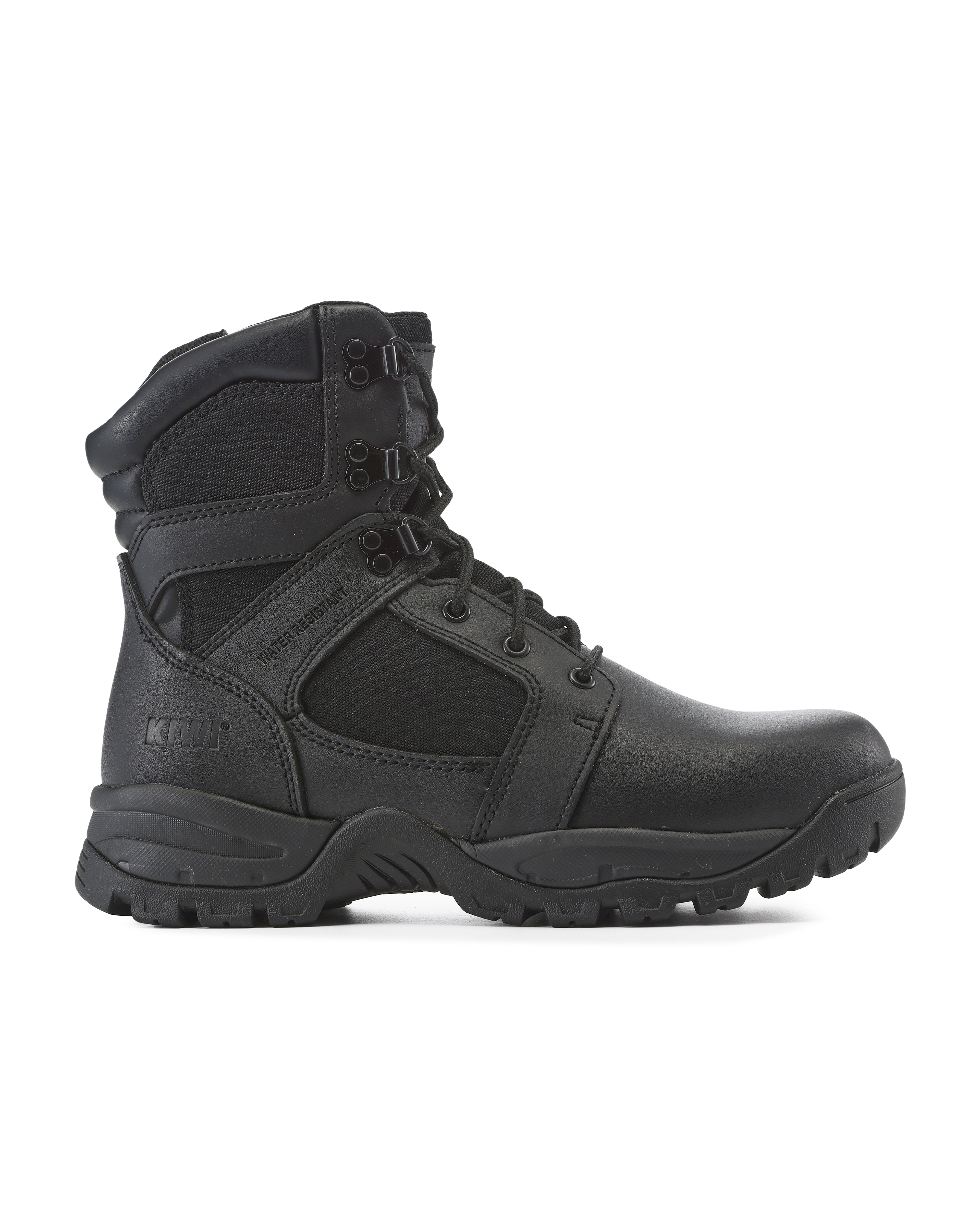 Kiwi Rugged Black Action Leather 7" Zipped Water Resistant Tactical Boots [R62300]