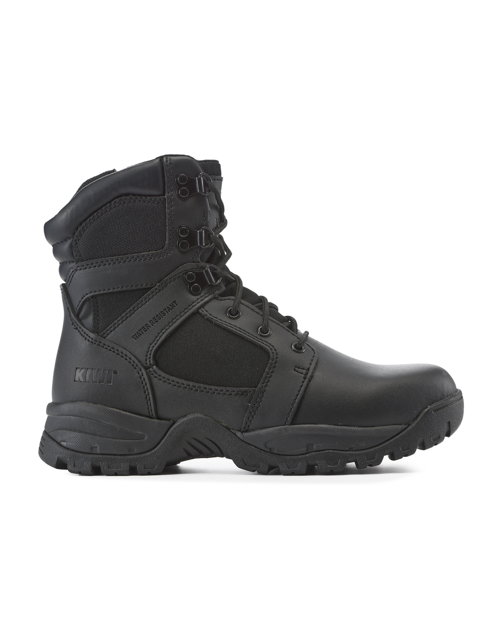 Kiwi Rugged Black Action Leather 7" Steel Toe Zipped Water Resistant Tactical Boots [R60500]