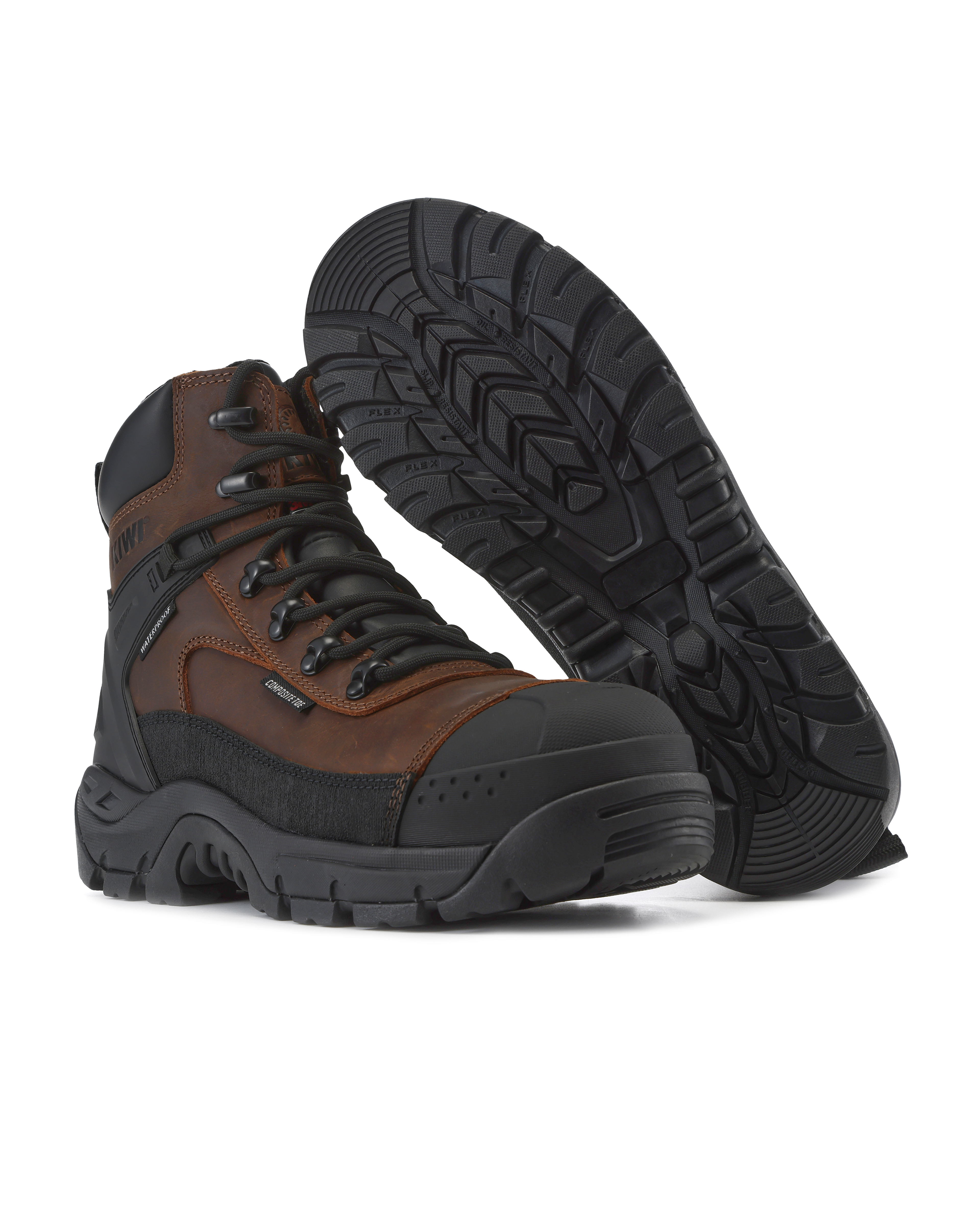 Kiwi ProGuard Brown Crazy Horse Leather Mid-Cut 6" Composite Toe Zipped Waterproof Tactical Boots [R69200]