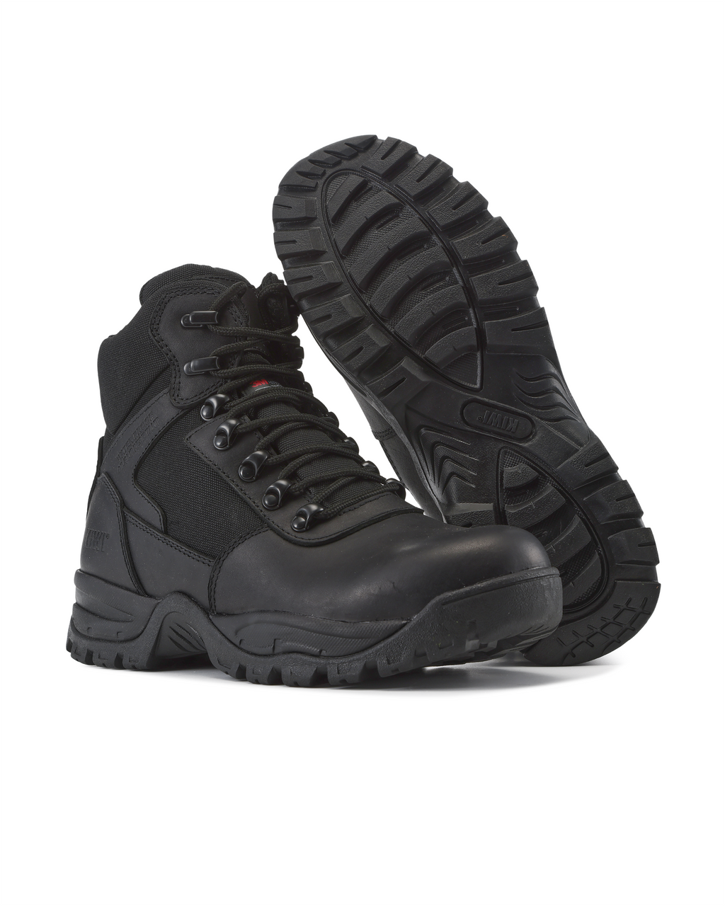 Kiwi Rugged Black Full Grain Leather Mid-Cut 6" Steel Toe Zipped Waterproof Tactical Boots [R60300]