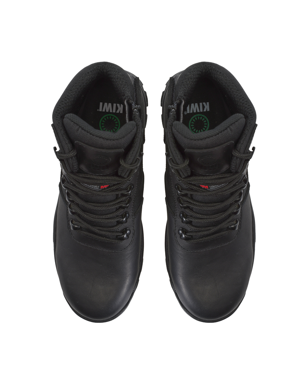 Kiwi Rugged Black Full Grain Leather Mid-Cut 6" Steel Toe Zipped Waterproof Tactical Boots [R60300]