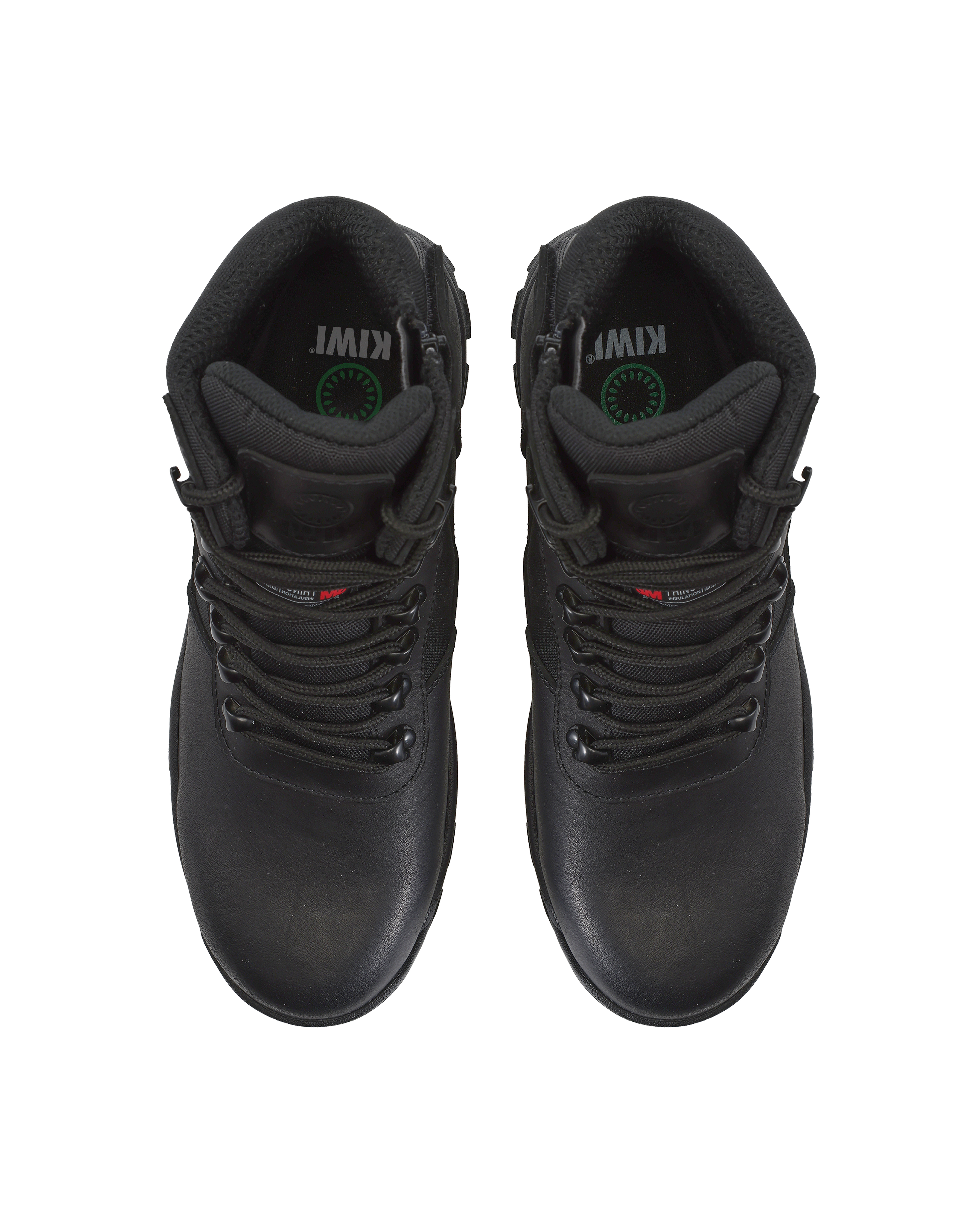 Kiwi Rugged Black Full Grain Leather Mid-Cut 6" Steel Toe Zipped Waterproof Tactical Boots [R60300]