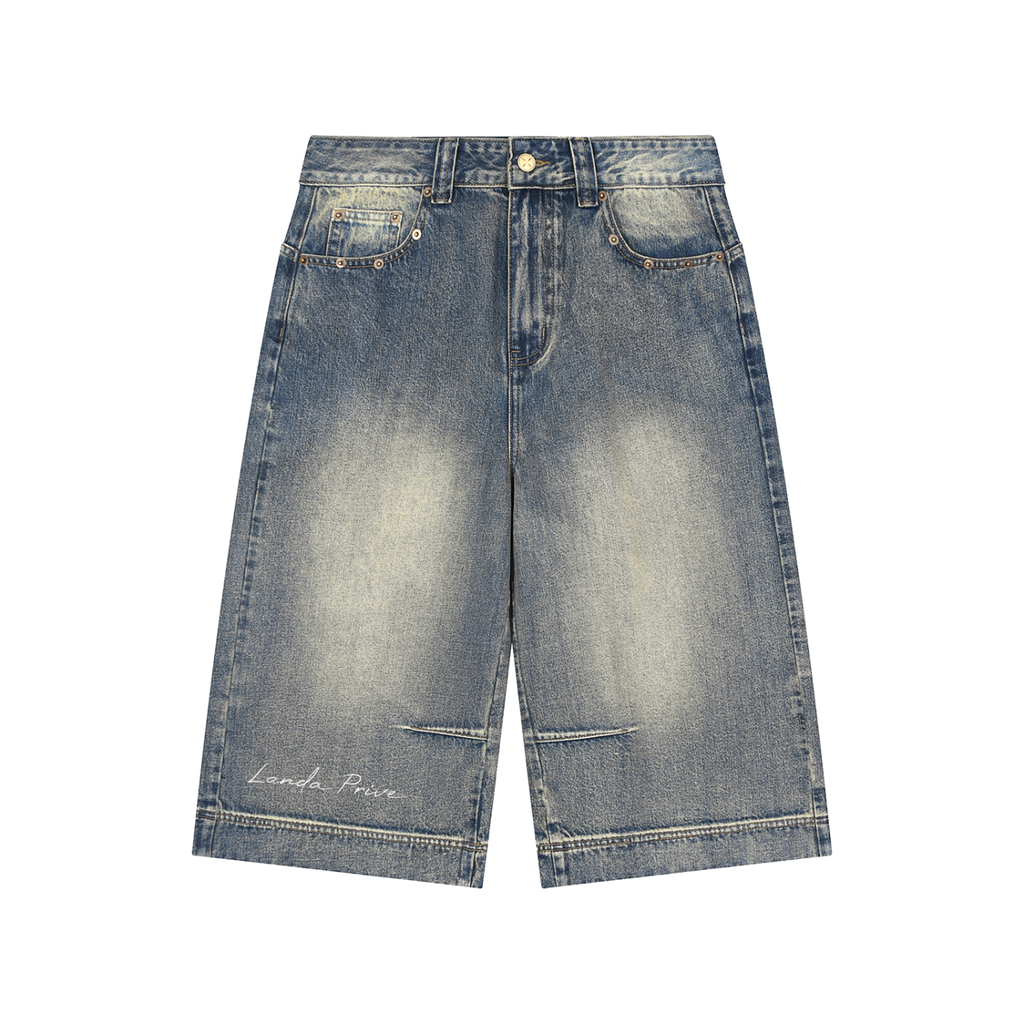 Landa Prive Vintage Wash Baggy Denim Shorts