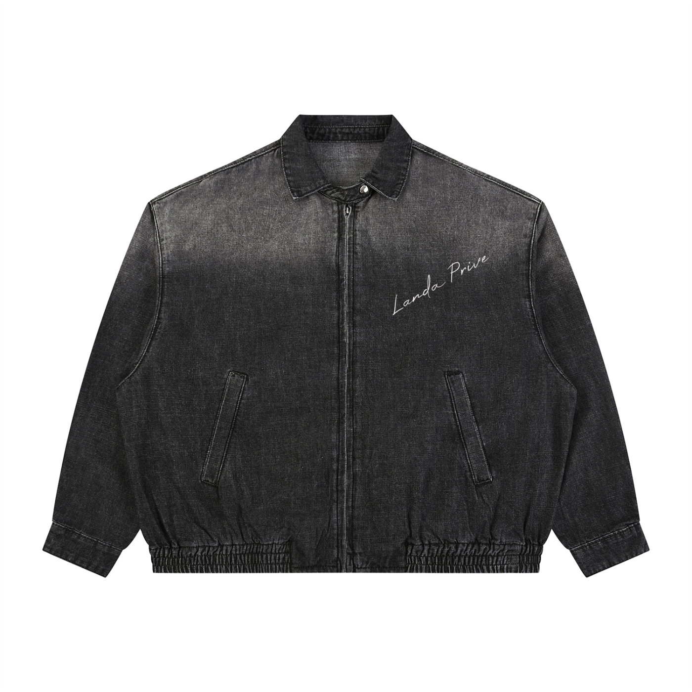 Landa Prive Unisex Vintage Wash Full-Zip Denim Jacket