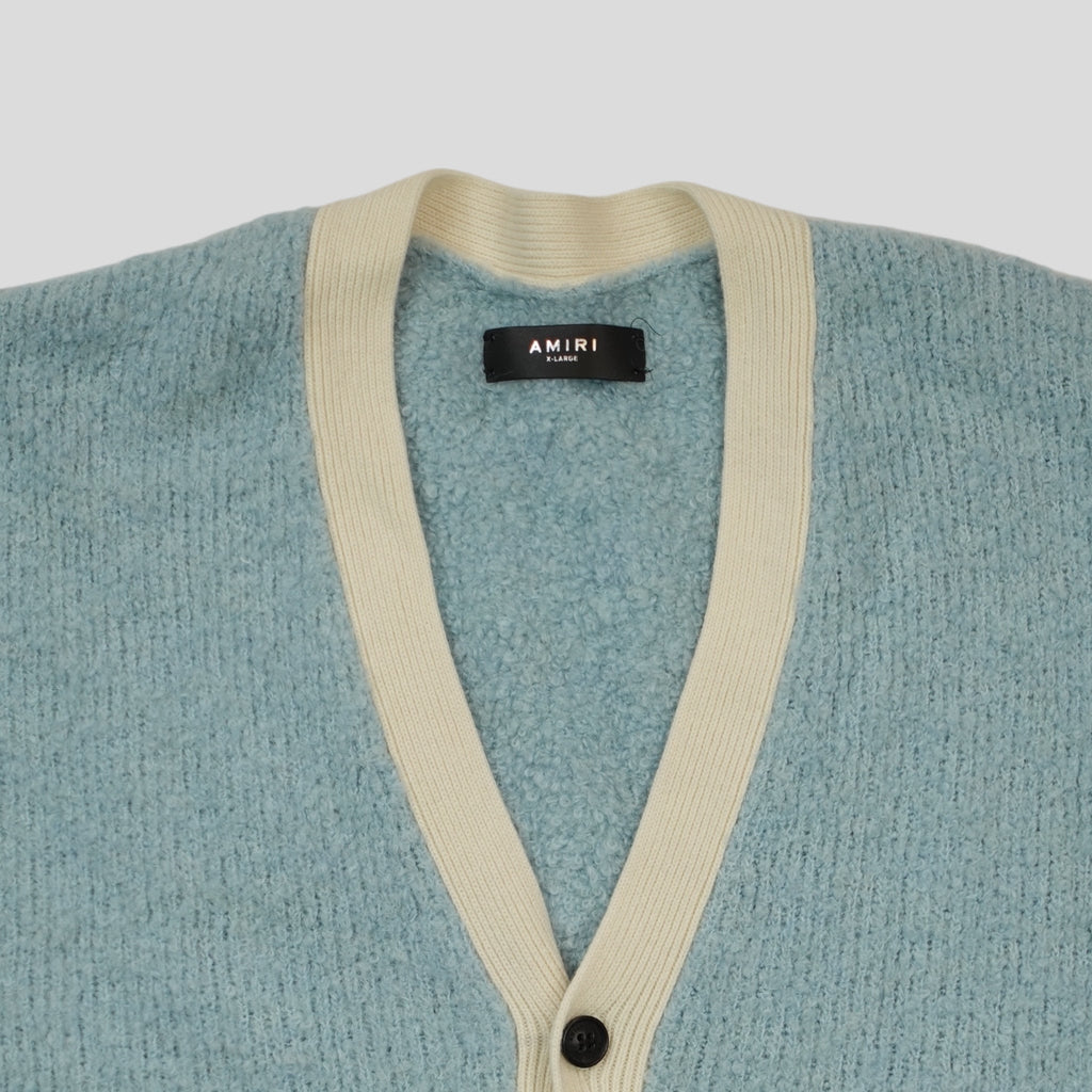 Amiri Fuzzy Wool Cardigan in Blue