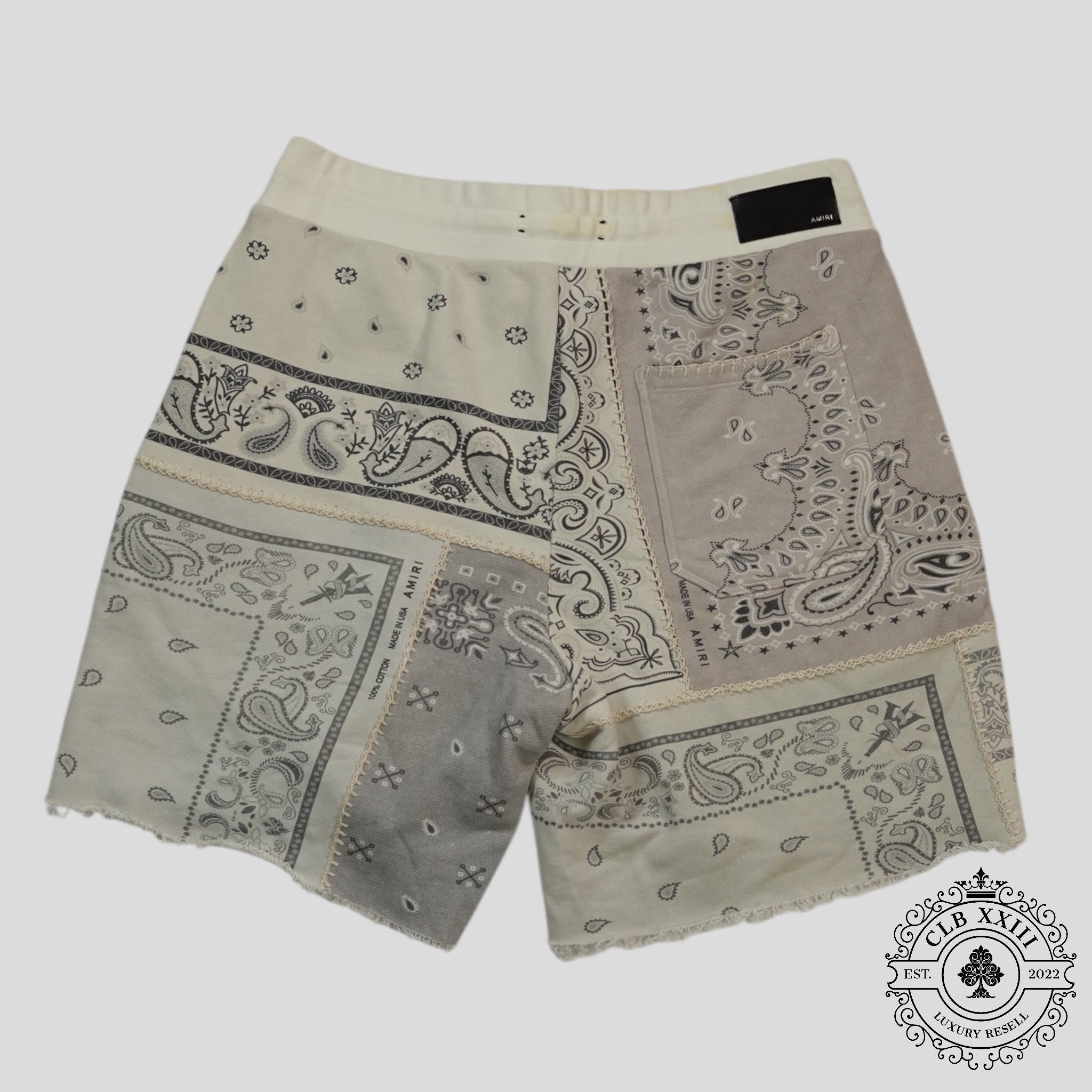 Amiri Bandana Reconstruct Shorts in White