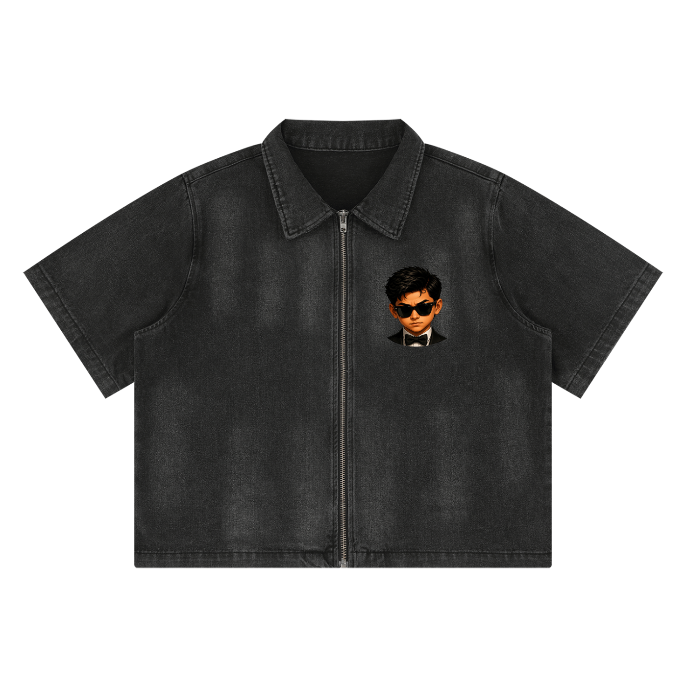 Landa Prive Unisex Vintage Washed Full-Zip Denim Shirt