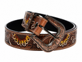 Brown Tooled Leather Belt with Sunflower Detail RMB 18 26112