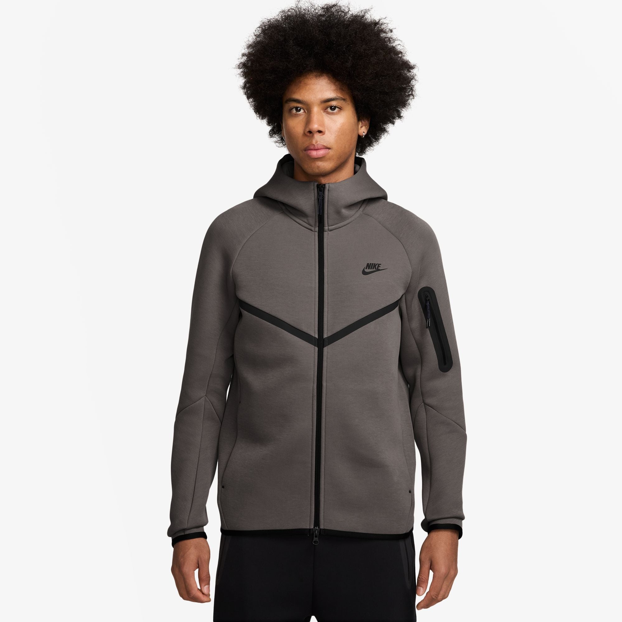 Nike Mens Tech Fleece Full Zip Runner Hoodie - Cave Stone