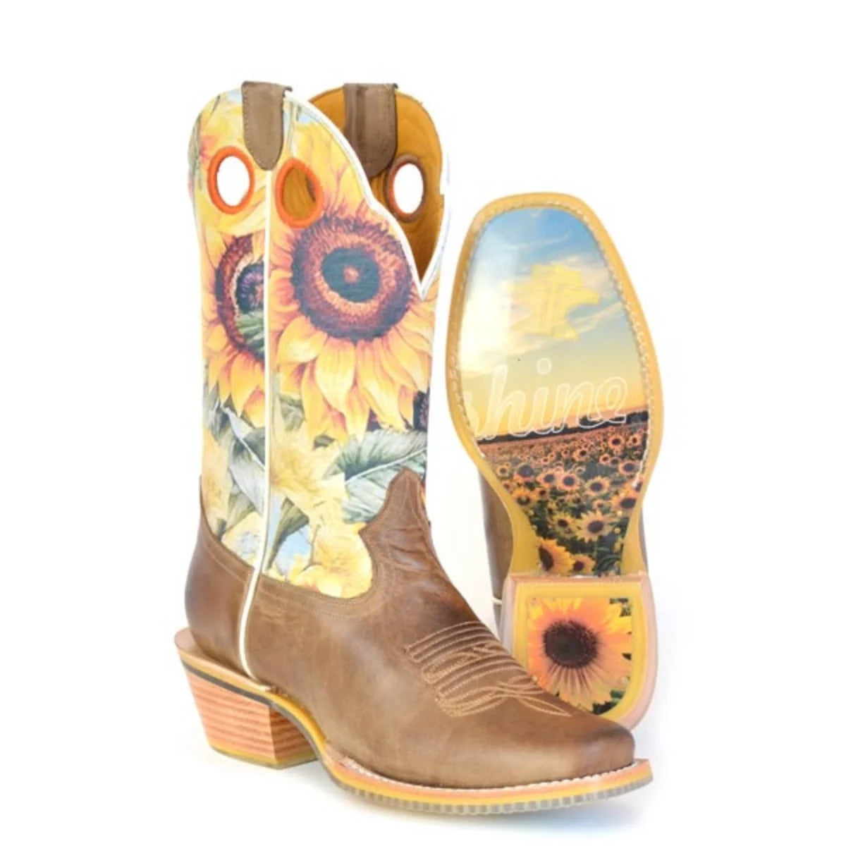 Tin Haul Follow The Sun Women's Sunflower Leather Cowgirl Boots