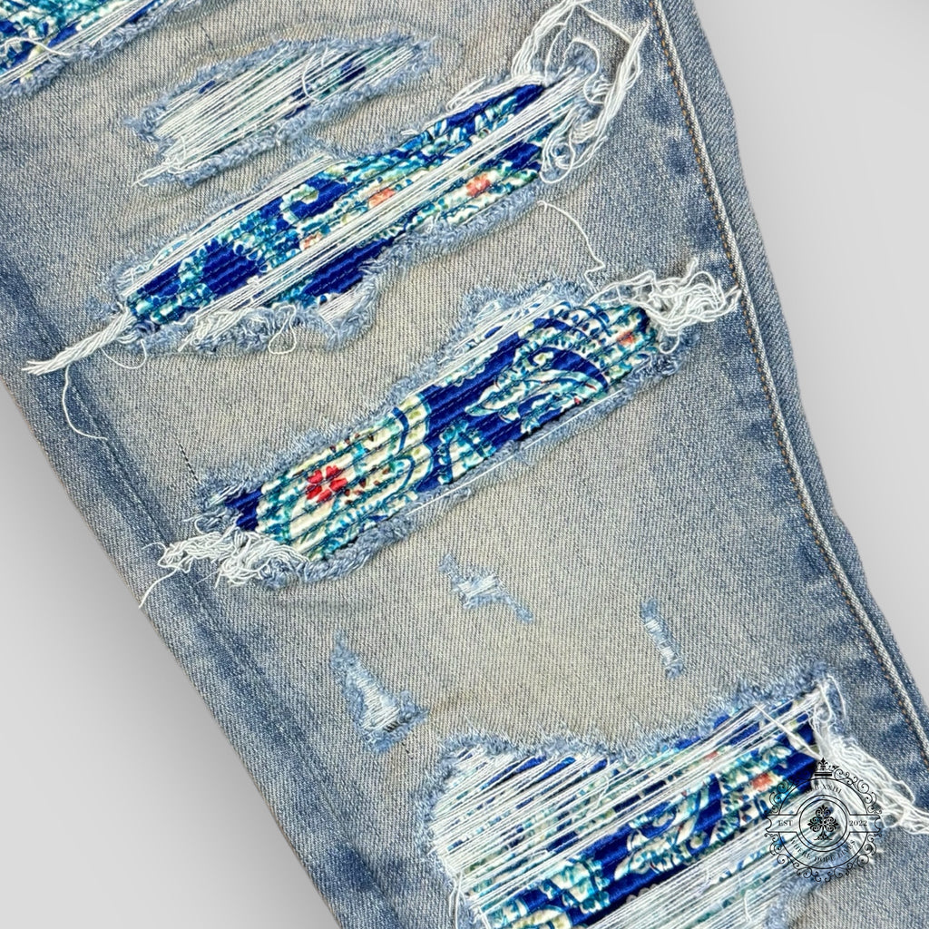 Amiri MX1 Silk PJ Thrasher Jeans in Clay Indigo