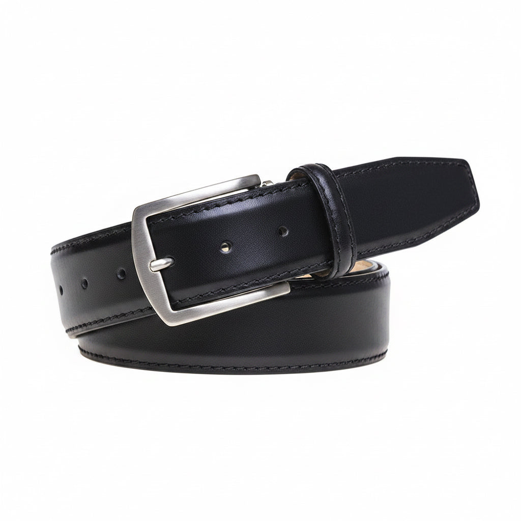 Black Italian Smooth Calf Leather Belt
