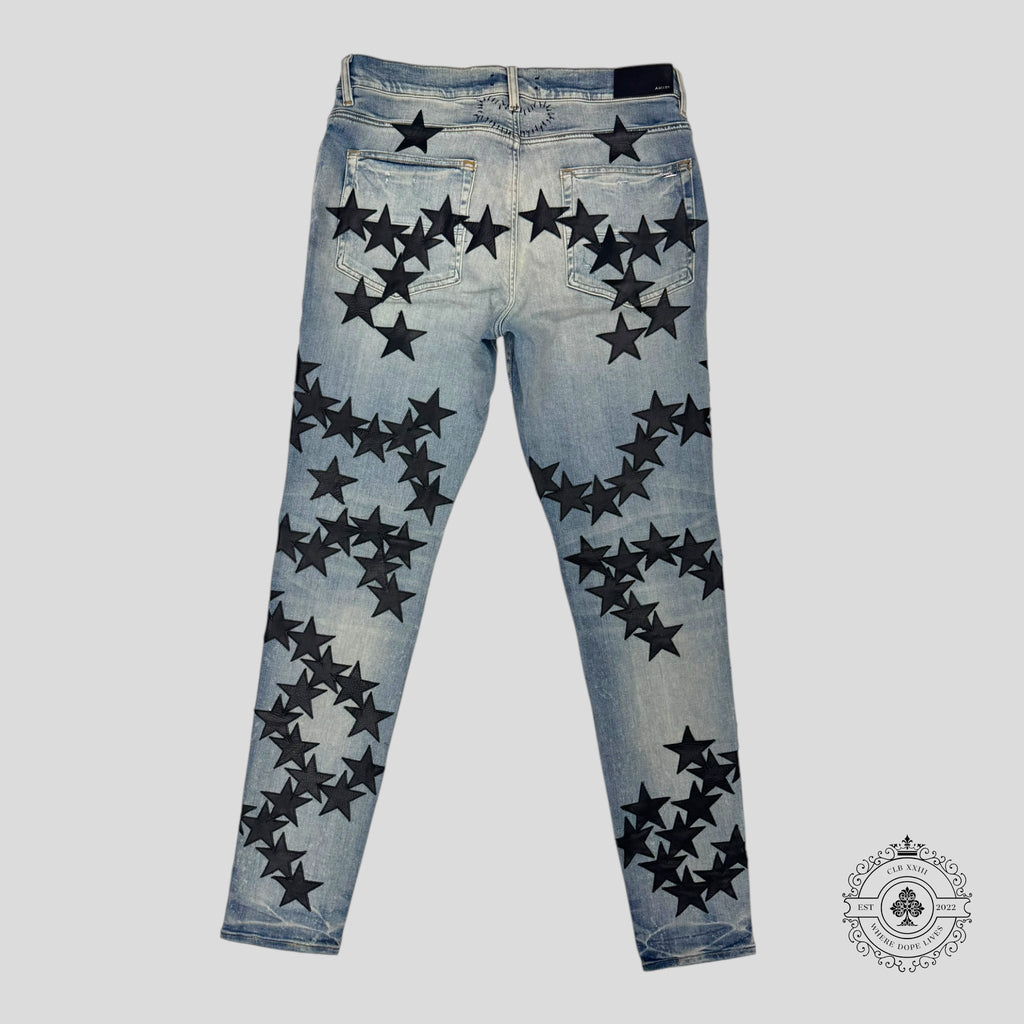 Amiri Chemist Star Patch Jeans in Clay Indigo / Black