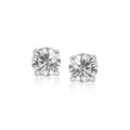 14 k White Gold Stud Earrings with White Hue Faceted Cubic Zirconia