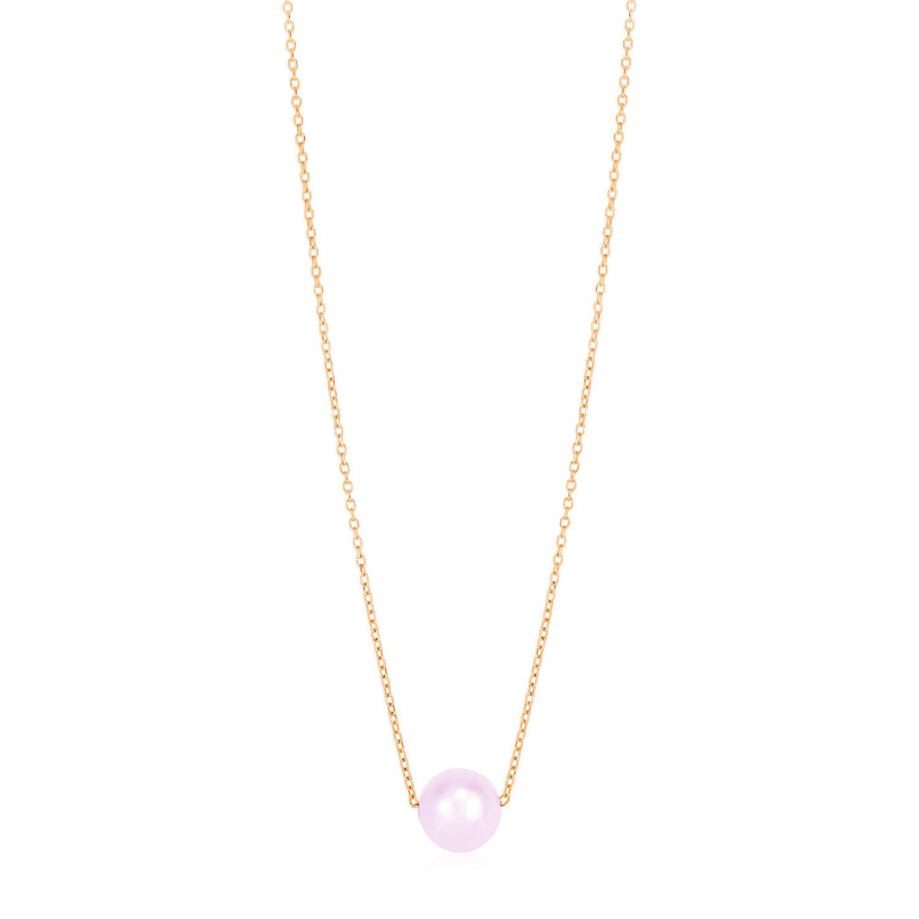 14k Rose Gold Pearl Solitaire Necklace