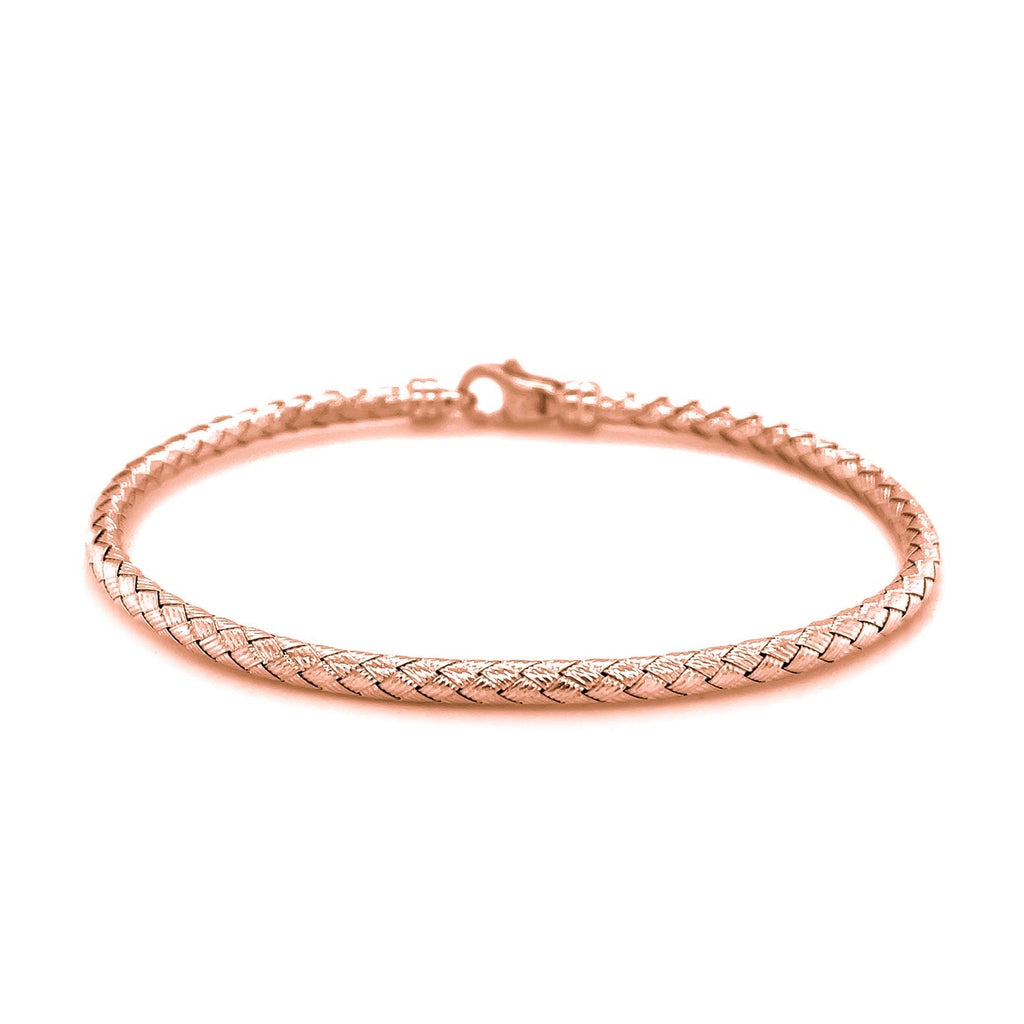 14k Rose Gold Fancy Weave Motif Bangle (3.40 mm)