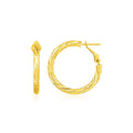 14k Yellow Gold Petite Twisted Round Hoop Earrings(3x15mm)